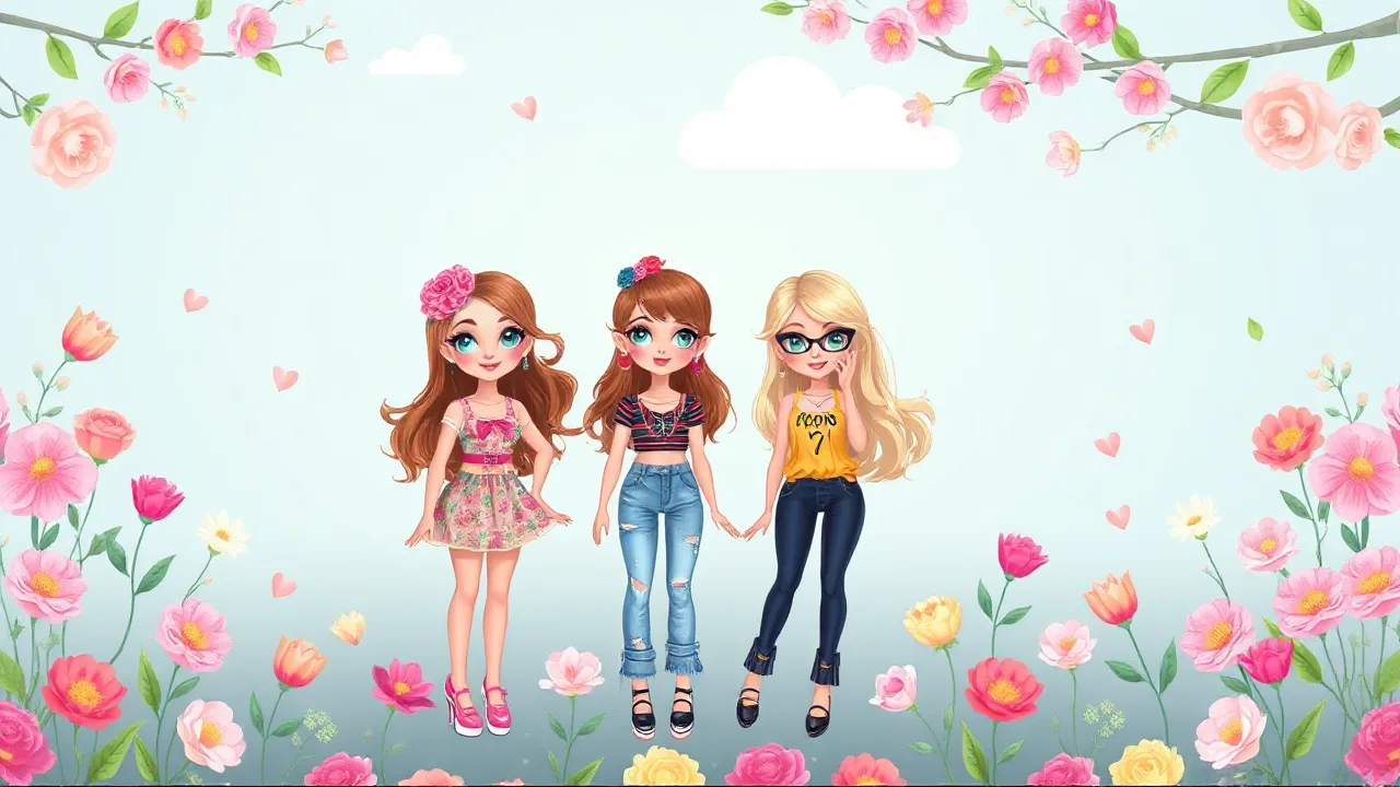 Discover Stylish Looks in BFFs Flowers Inspired Fashion Girls Game image