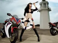 Motorcycle and Girls Puzzle image